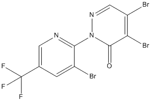 Molecular Structure of 89570-68-3 (3(2H)-Pyridazinone,4,5-dibromo-2-[3-bromo-5-(trifluoromethyl)-2-pyridinyl]-)